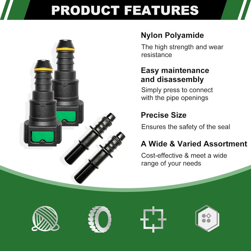 Japtend Fuel Line Quick Connect Set, 2 Sets Fuel Line Repair Fittings Include Straight Pipe Connector SAE 11.8mm to ID 10mm - Image 3